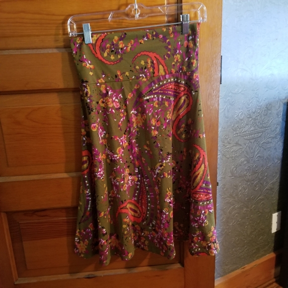LuLaRoe Azure.  Olive green with red and pink.  S - Picture 1 of 4